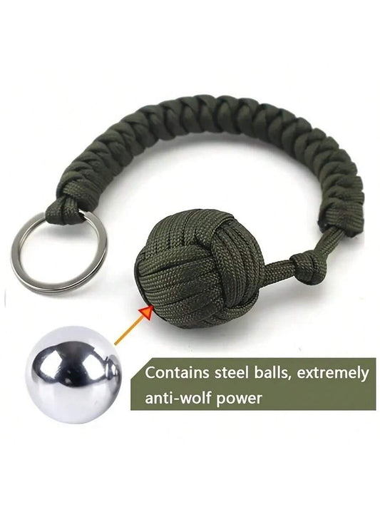 2025 New Universal 1pc/2pcs (Approx. 3.5cm Diameter) Handmade Paracord Woven Steel Ball, Durable Snake Knot Monkey Fist, Outdoor Portable Paracord Keychain, Minimalist Outdoor Style, Multi-Color Optio