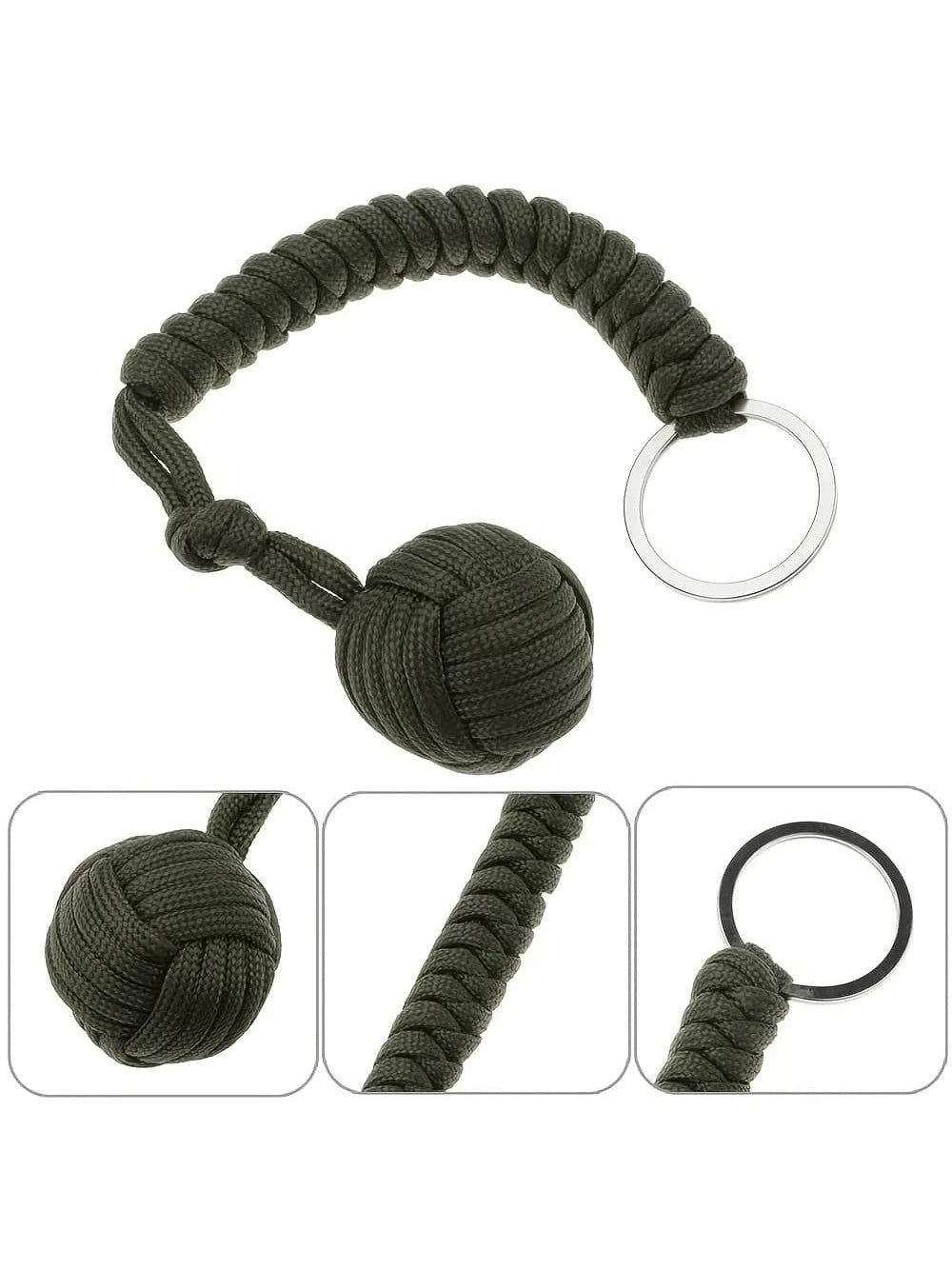 2025 New Universal 1pc/2pcs (Approx. 3.5cm Diameter) Handmade Paracord Woven Steel Ball, Durable Snake Knot Monkey Fist, Outdoor Portable Paracord Keychain, Minimalist Outdoor Style, Multi-Color Optio
