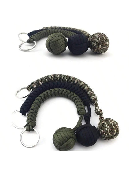 2025 New Universal 1pc/2pcs (Approx. 3.5cm Diameter) Handmade Paracord Woven Steel Ball, Durable Snake Knot Monkey Fist, Outdoor Portable Paracord Keychain, Minimalist Outdoor Style, Multi-Color Optio