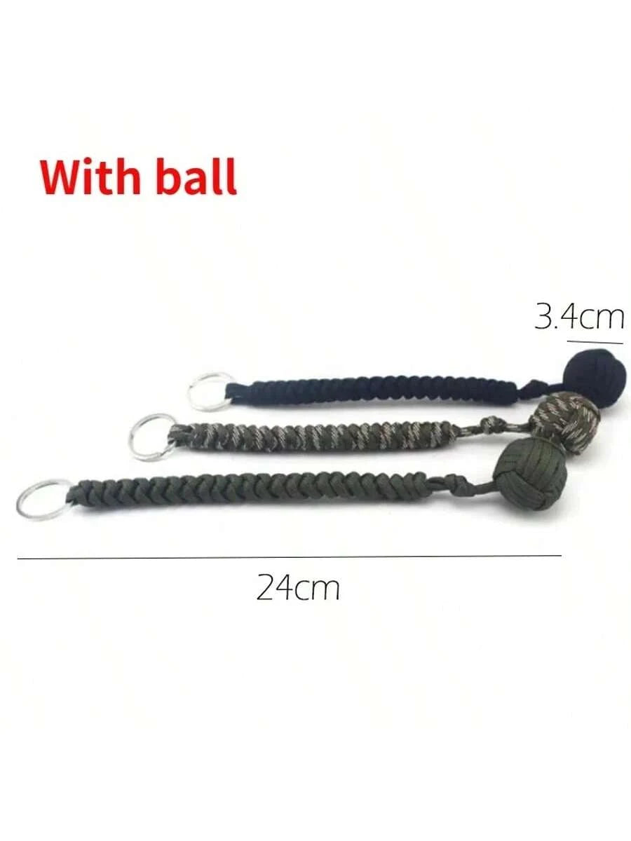 2025 New Universal 1pc/2pcs (Approx. 3.5cm Diameter) Handmade Paracord Woven Steel Ball, Durable Snake Knot Monkey Fist, Outdoor Portable Paracord Keychain, Minimalist Outdoor Style, Multi-Color Optio