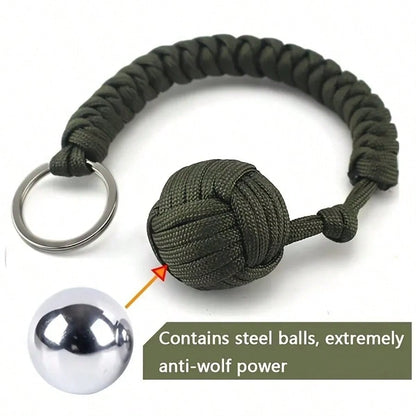 2025 New Universal 1pc/2pcs (Approx. 3.5cm Diameter) Handmade Paracord Woven Steel Ball, Durable Snake Knot Monkey Fist, Outdoor Portable Paracord Keychain, Minimalist Outdoor Style, Multi-Color Optio