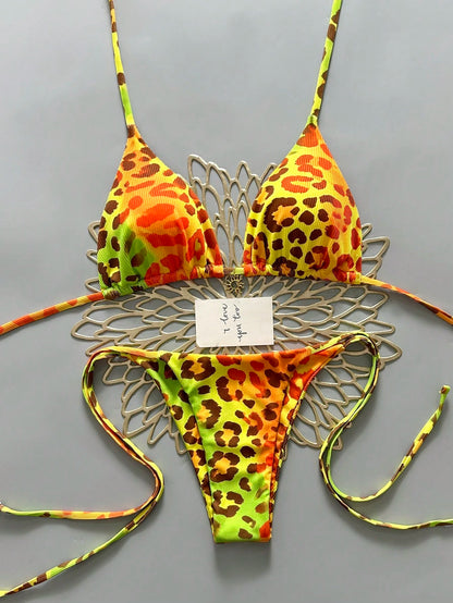 2025 Women's Sexy Leopard Print Bikini 2-Piece Swimwear Vacation Beach Summer