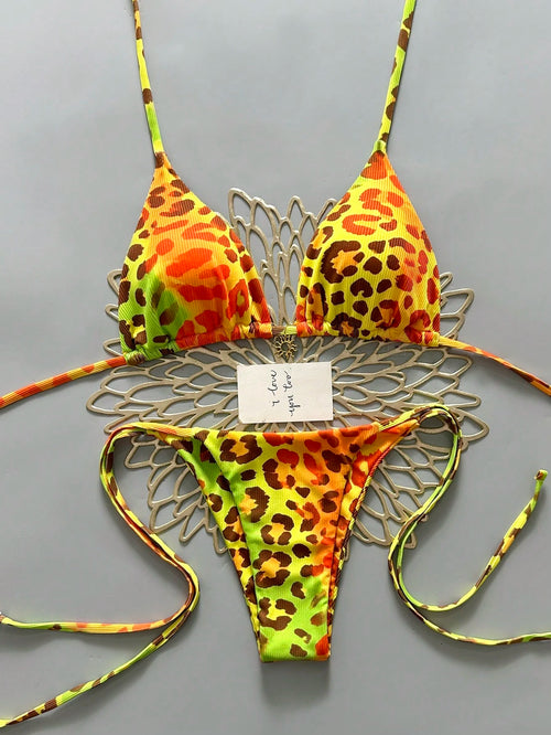 2025 Women's Sexy Leopard Print Bikini 2-Piece Swimwear Vacation Beach Summer