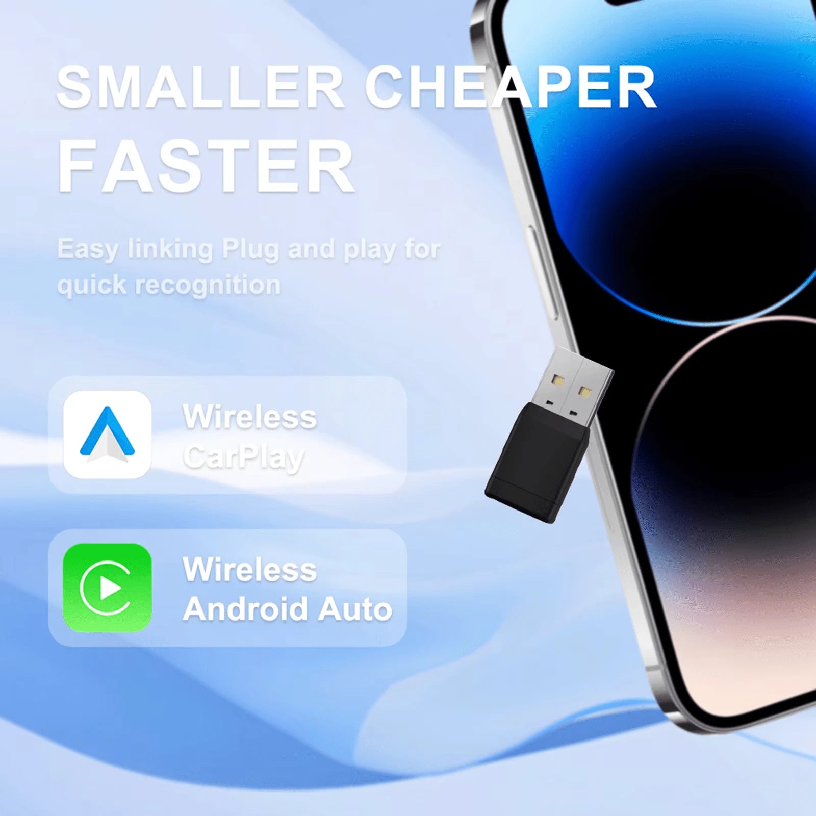 2026 2in1 Wired To Wireless Carplay Smart Mini Adapter Box Carplay & Android Auto No Delay Plug And Play For Wired CarPlay Car System