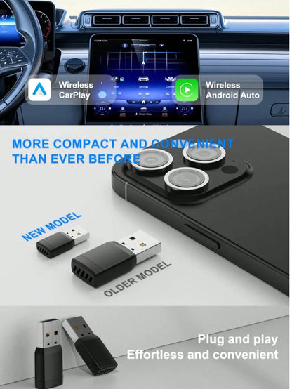 2026 2in1 Wired To Wireless Carplay Smart Mini Adapter Box Carplay & Android Auto No Delay Plug And Play For Wired CarPlay Car System