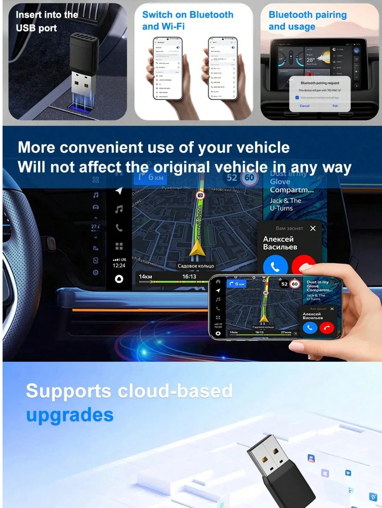 2026 2in1 Wired To Wireless Carplay Smart Mini Adapter Box Carplay & Android Auto No Delay Plug And Play For Wired CarPlay Car System