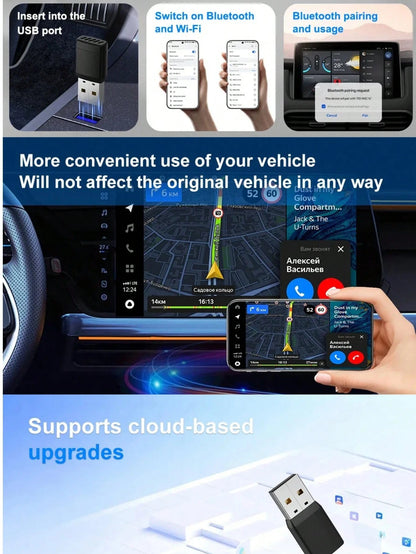 2026 2in1 Wired To Wireless Carplay Smart Mini Adapter Box Carplay & Android Auto No Delay Plug And Play For Wired CarPlay Car System