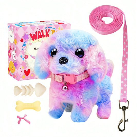 2026 New Electric Toy Puppy With Multiple Accessories Set, Includes Leash Bone Bow, Realistic Walking Barking Wagging Tail Interactive Plush Pet Dog For Home Entertainment And Holiday Gift