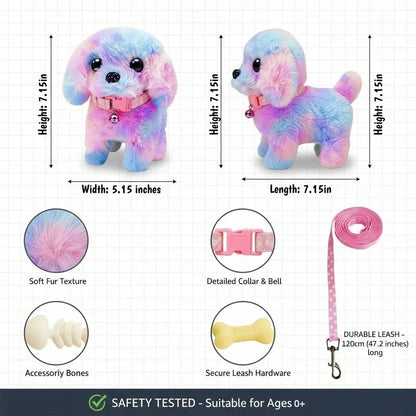 2026 New Electric Toy Puppy With Multiple Accessories Set, Includes Leash Bone Bow, Realistic Walking Barking Wagging Tail Interactive Plush Pet Dog For Home Entertainment And Holiday Gift
