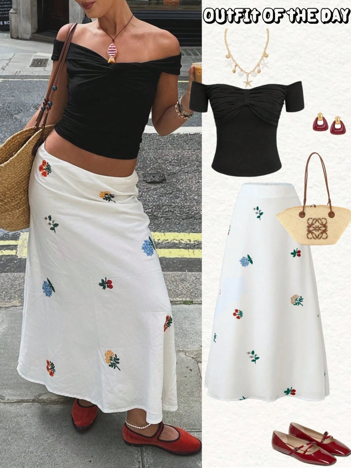 2026 Spring/Summer New Fashion White Floral Print Low-Waist Long A-Line Skirt, Elegant, Sexy, Suitable For Beach, Hawaii, Date, Party, Music Festival, Graduation Dance, Street, Commute, Y2K