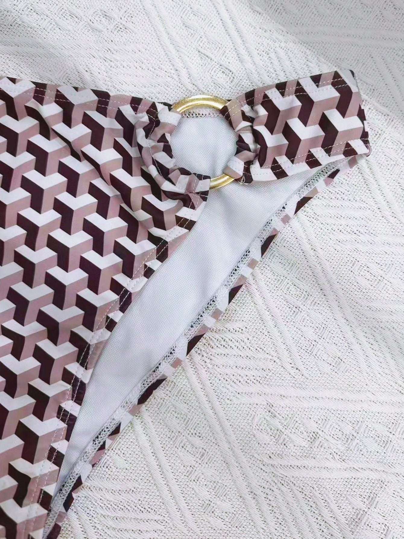 2026 Spring/Summer Women's Swimwear- Elegant Retro Sexy Decorative Asymmetrical Print Swimwear Top, Holiday/Beach Triangular Briefs, Sarong Bikini Beach Outfit Vacation