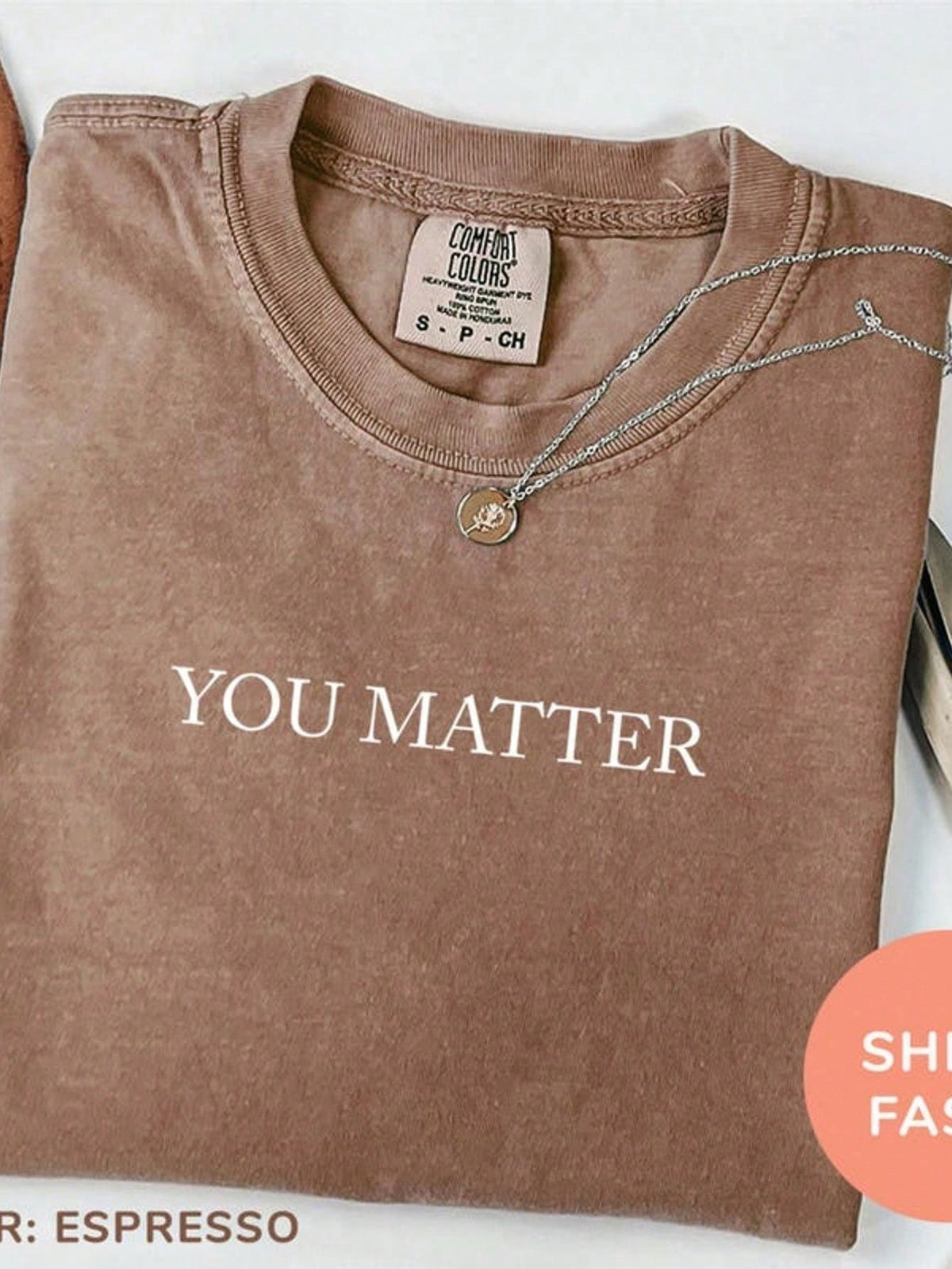 2026 Tops For Women "You Are Important" Inspirational Print T-Shirt- Soft Brown Washed Cotton Short-Sleeve Top, Suitable For Everyday Casual And Bea