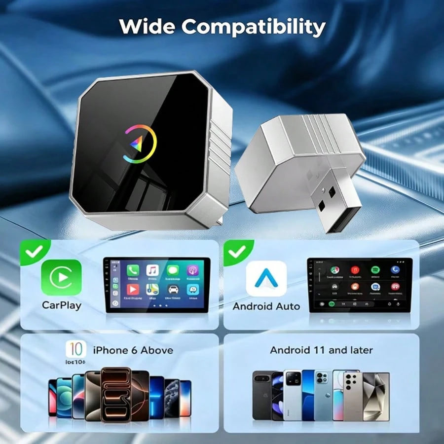 2026 Wireless CarPlay Adapter, Wired Android Auto To Wireless USB Adapter, Car Smart System Wireless Adapter, Smart Mini AI Box, No Battery Required