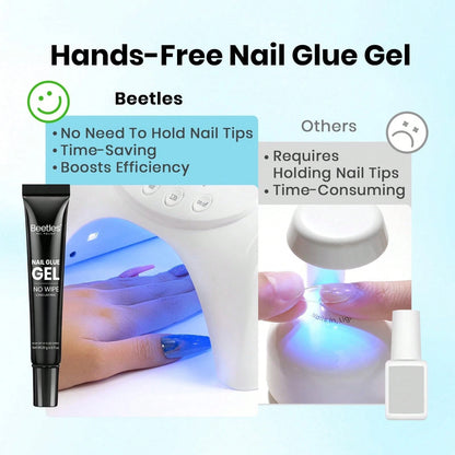 20G No Wipe Nail Glue Gel Beetles, Hands-Free Solid Nail Glue, UV LED Soak Off, Long Lasting Strong Adhesive, For Press On Nails, Acrylic Extensions, Soft Nail Tips & 3D Nail Art, Beginner Daily Manic