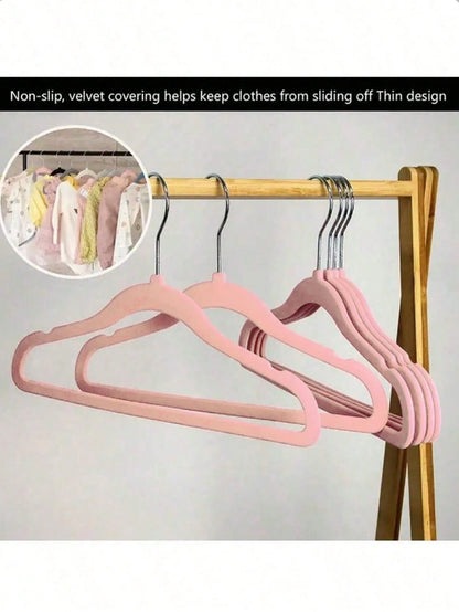 20pcs/10pcs Assorted Flocked Kids Clothes Hangers, Non-Slip Drying Racks, Flocked Baby Hangers- Non-Slip Hangers Suitable For Infant, Toddler, Baby Clothes- Wardrobe Children Hangers With Slim Desig
