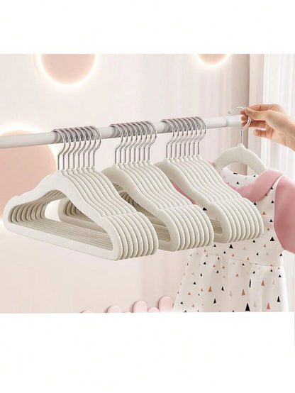 20pcs/10pcs Assorted Flocked Kids Clothes Hangers, Non-Slip Drying Racks, Flocked Baby Hangers- Non-Slip Hangers Suitable For Infant, Toddler, Baby Clothes- Wardrobe Children Hangers With Slim Desig
