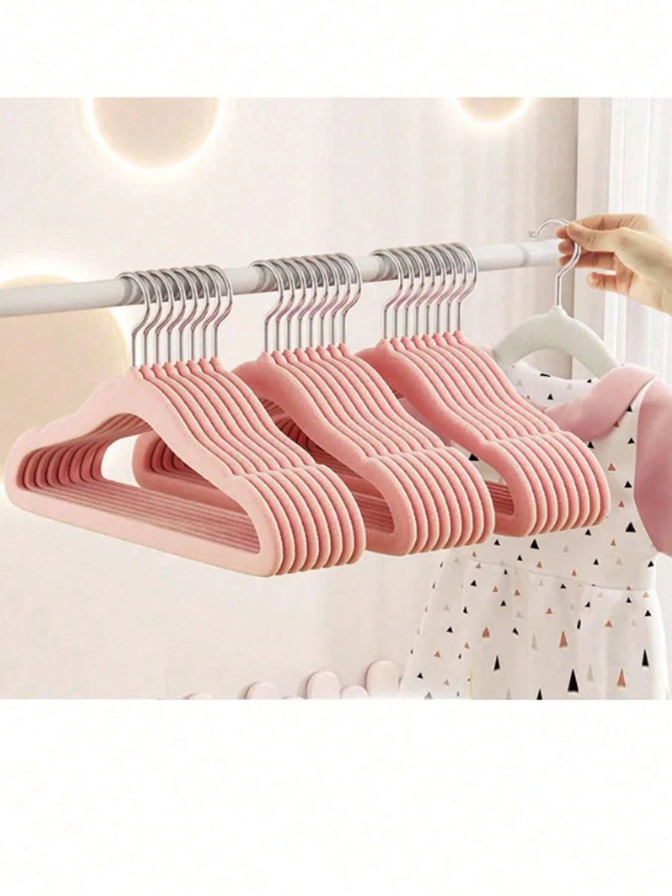 20pcs/10pcs Assorted Flocked Kids Clothes Hangers, Non-Slip Drying Racks, Flocked Baby Hangers- Non-Slip Hangers Suitable For Infant, Toddler, Baby Clothes- Wardrobe Children Hangers With Slim Desig