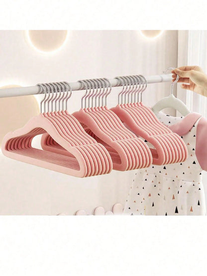 20pcs/10pcs Assorted Flocked Kids Clothes Hangers, Non-Slip Drying Racks, Flocked Baby Hangers- Non-Slip Hangers Suitable For Infant, Toddler, Baby Clothes- Wardrobe Children Hangers With Slim Desig