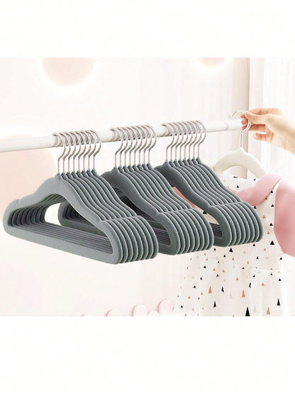 20pcs/10pcs Assorted Flocked Kids Clothes Hangers, Non-Slip Drying Racks, Flocked Baby Hangers- Non-Slip Hangers Suitable For Infant, Toddler, Baby Clothes- Wardrobe Children Hangers With Slim Desig