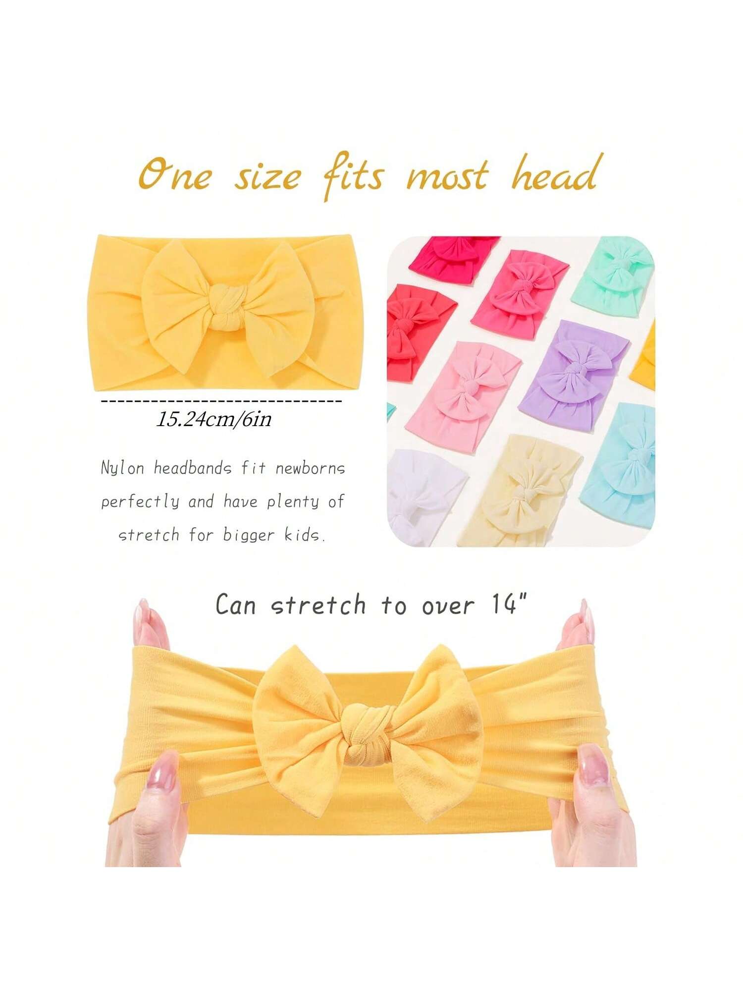 20pcs Baby Girls Nylon Headbands Turban Hair Bows Hair Band Elastic Hair Accessories For Kids Toddlers Infants Newborn