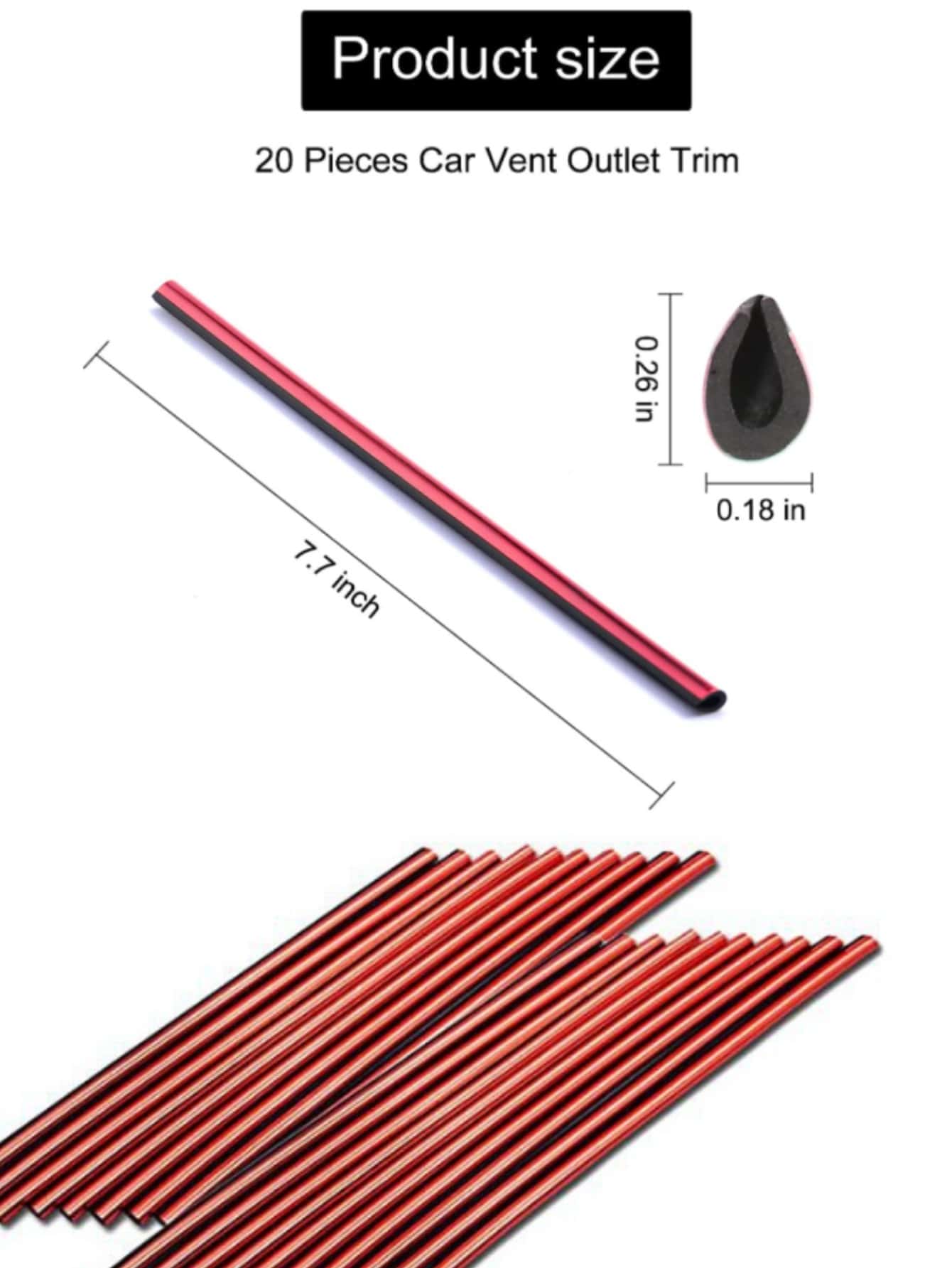 20pcs Car Air Conditioning Outlet Decoration Strip, Diy Pvc Car Interior Decoration Strip Line For All Straight Vent Outlets