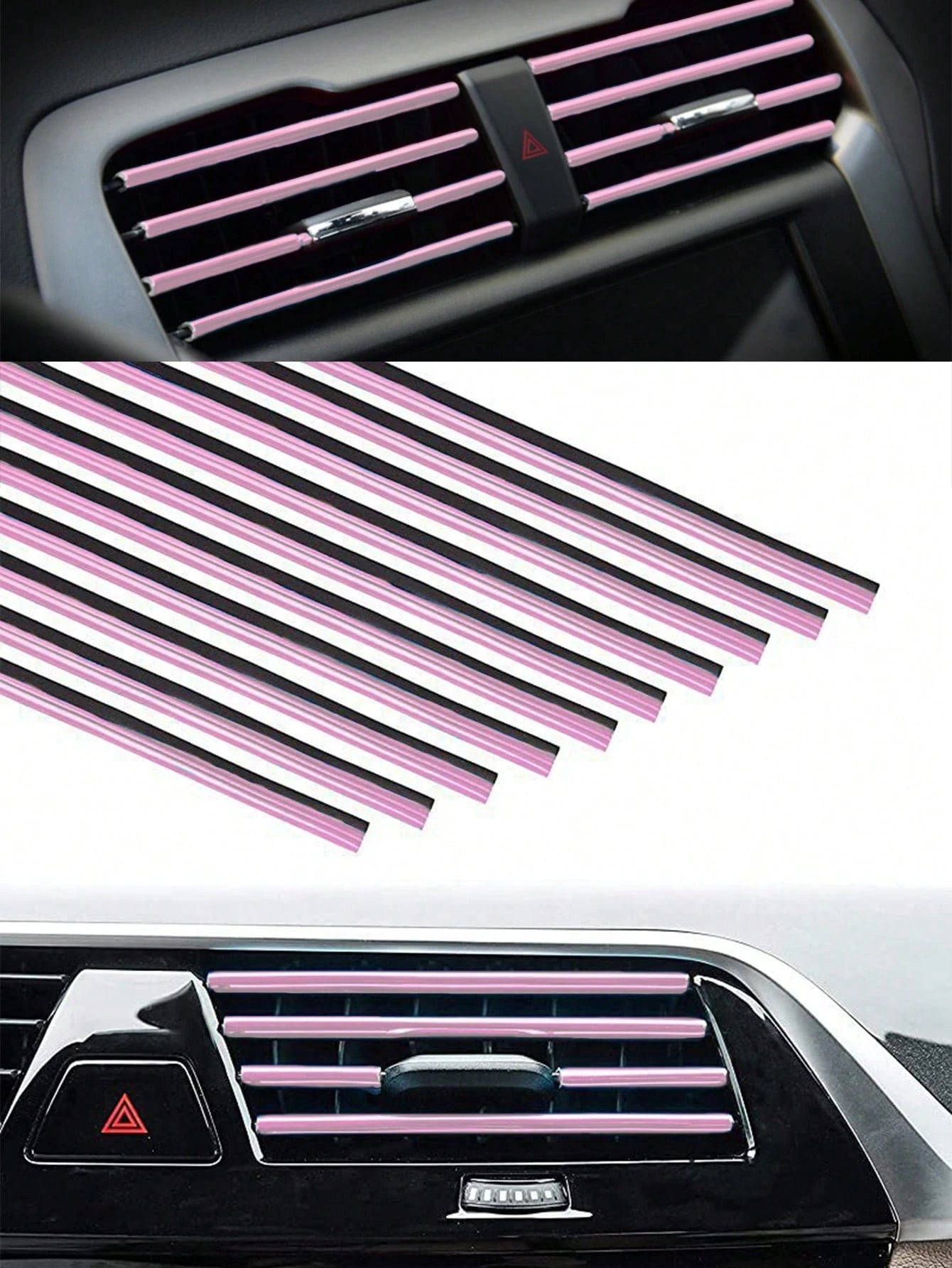 20pcs Car Air Conditioning Outlet Decoration Strip, Diy Pvc Car Interior Decoration Strip Line For All Straight Vent Outlets