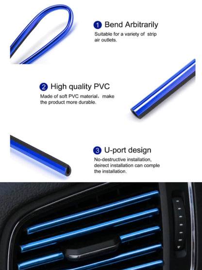 20pcs Car Air Conditioning Outlet Decoration Strip, Diy Pvc Car Interior Decoration Strip Line For All Straight Vent Outlets
