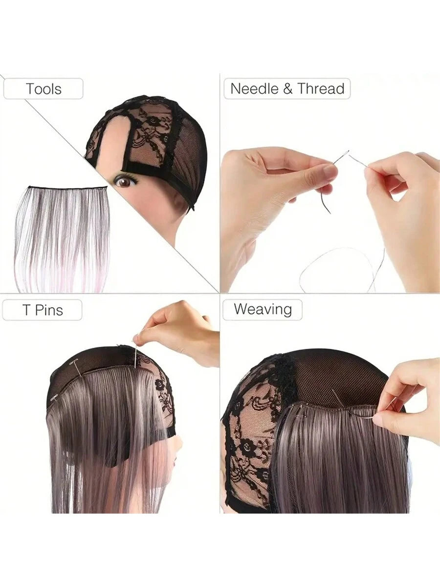 20pcs/Set C-Shape Curved Needles, Hooking Needles With 1 Roll Sewing Thread, For Wig Making And Wig Repair, Wig Maintenance Tools
