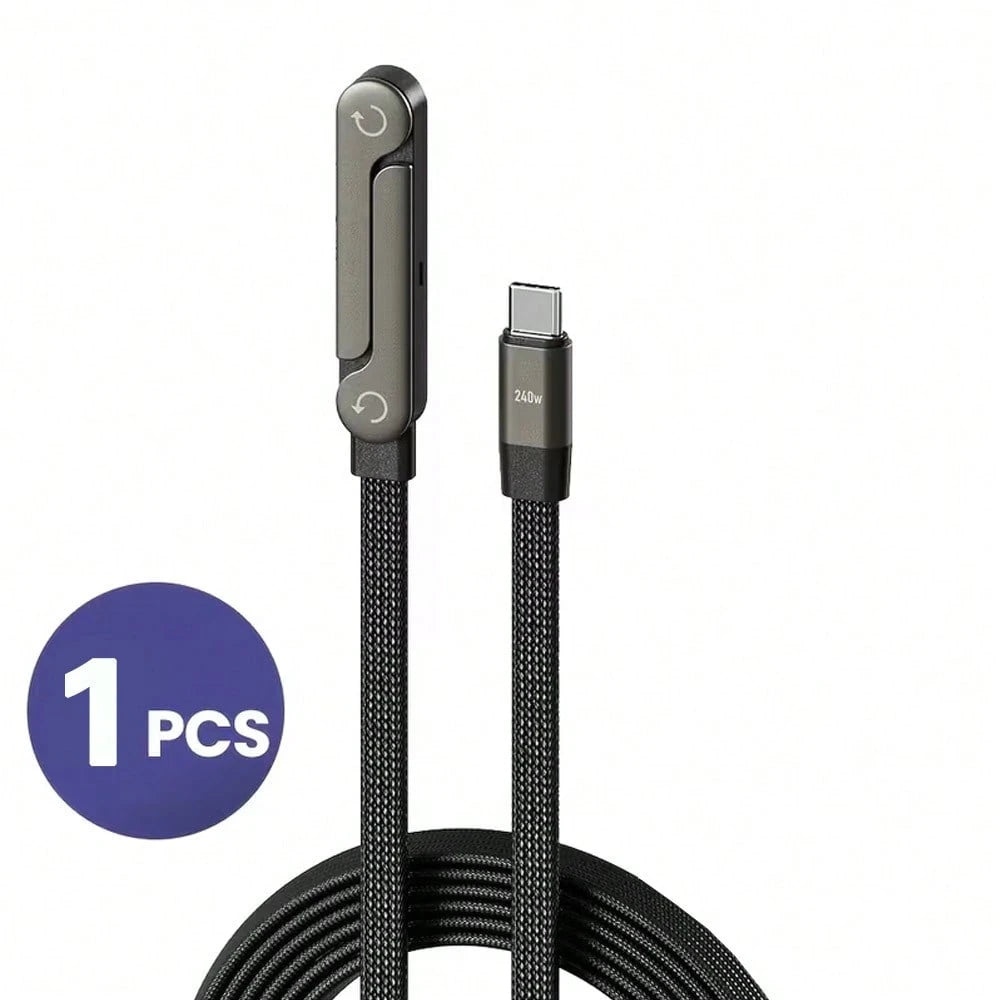 240W/65W/27W Fast Charging Cable & Phone Stand 2-In-1 Foldable Holder + Bent Connector Design For Charging And Gaming/Watching Without Blocking Hands, Compatible With IPhone 17 Pro Max/17 Pro/17/Air/1