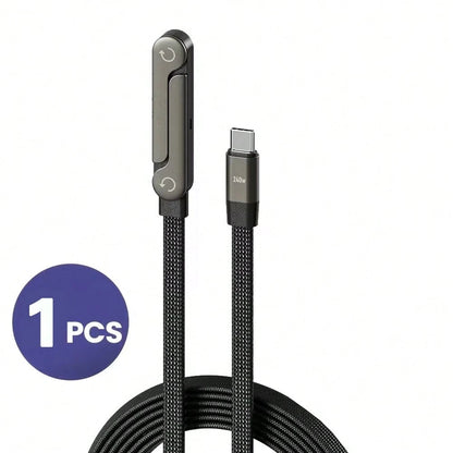 240W/65W/27W Fast Charging Cable & Phone Stand 2-In-1 Foldable Holder + Bent Connector Design For Charging And Gaming/Watching Without Blocking Hands, Compatible With IPhone 17 Pro Max/17 Pro/17/Air/1