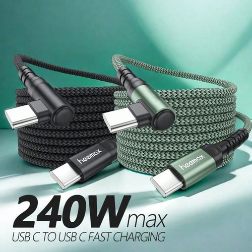 [240W Fast Charging Cable] 240W Type-C To Type-C Fast Charging Cable, 90 Degree Bend Compatible With IPhone 15/16/17 Pro Pro Max Plus Pro Air5, Length 3.3ft/6.6ft/10ft