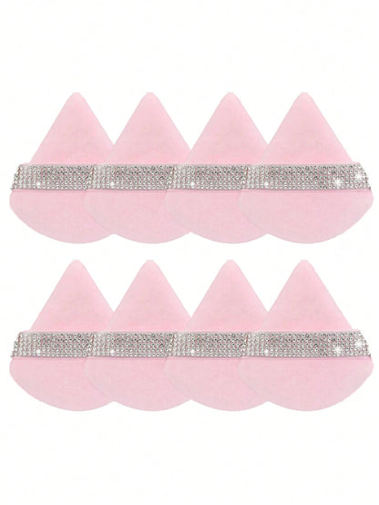 24pcs/15pcs/8pcs/3pcs Triangle Flocked Makeup Sponges, Soft Fluffy Textured For Face & Body Powder Application, Makeup Beauty Tool Assortment Sets,Makeup,Cheap,Room Decor,Vanity,Travel,Bedroom,Makeup