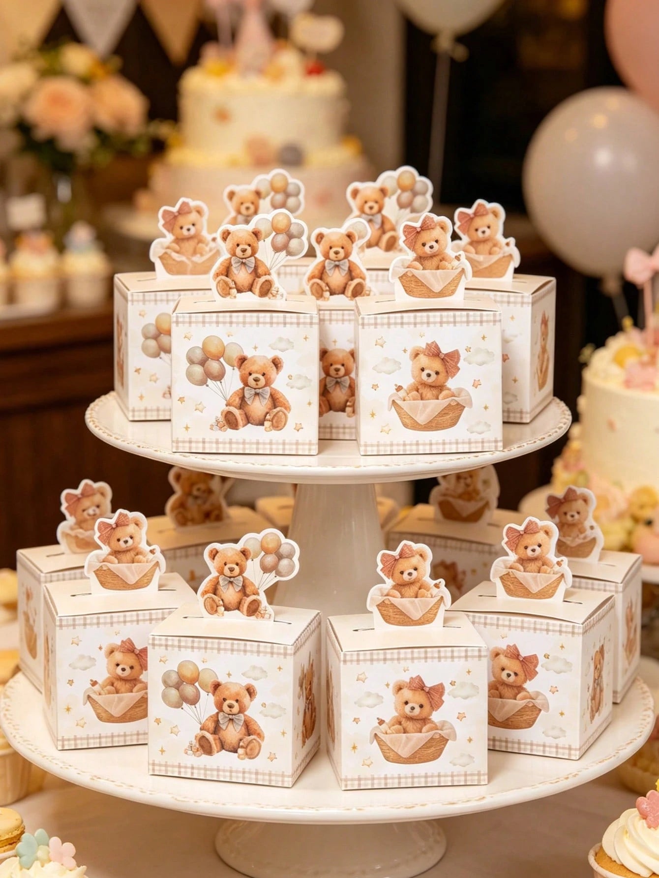 24pcs Jungle Animal Theme Baby Shower Party Favor Boxes, Cute Jungle Animal Birthday Party Candy Boxes, Gender Reveal Party Tableware Paper Gift Boxes, Baby Shower Birthday Party Family Party Gifts Pa