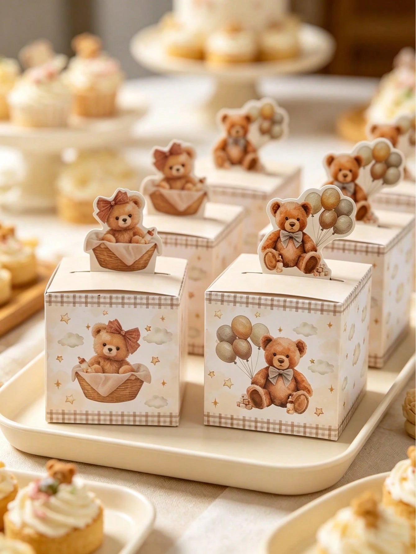 24pcs Jungle Animal Theme Baby Shower Party Favor Boxes, Cute Jungle Animal Birthday Party Candy Boxes, Gender Reveal Party Tableware Paper Gift Boxes, Baby Shower Birthday Party Family Party Gifts Pa