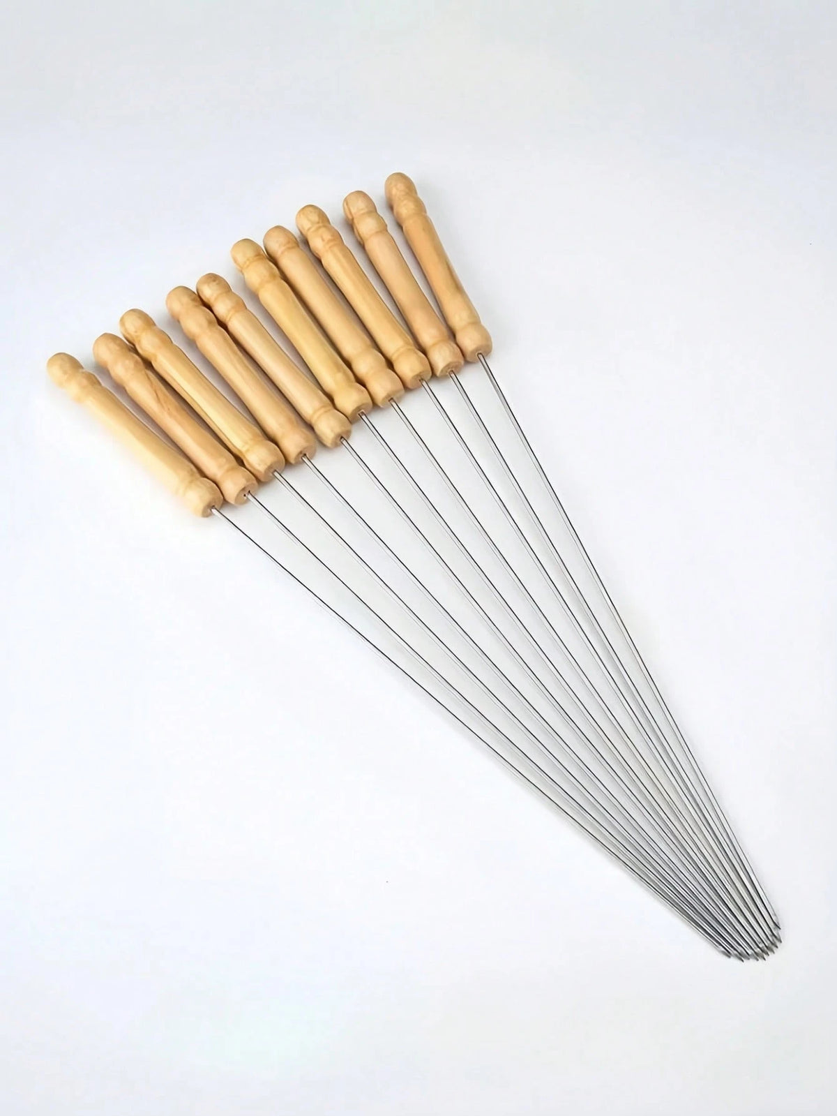 24pcs Stainless Steel Barbecue Skewers, Multi-Purpose Metal Kebab Sticks With Wooden Handles, Grilling Needles, Outdoor Cooking, Barbecue Accessories