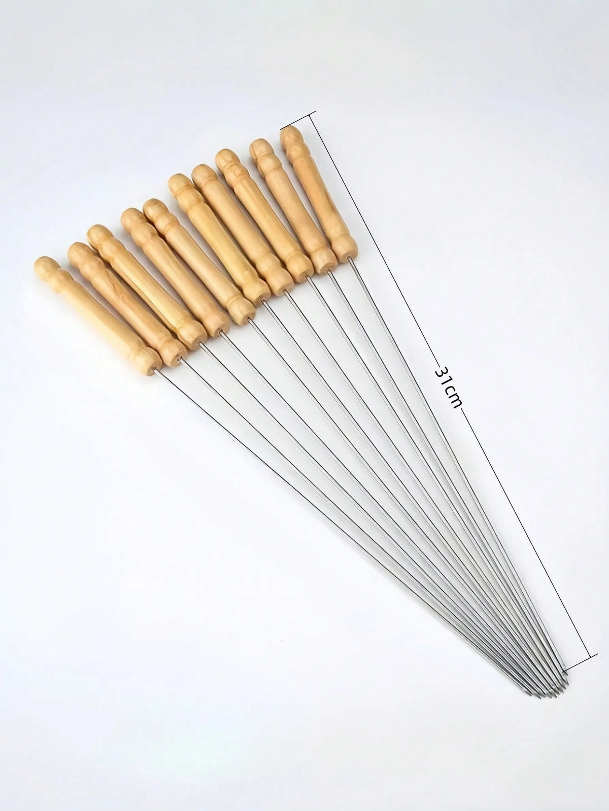 24pcs Stainless Steel Barbecue Skewers, Multi-Purpose Metal Kebab Sticks With Wooden Handles, Grilling Needles, Outdoor Cooking, Barbecue Accessories