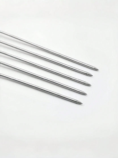 24pcs Stainless Steel Barbecue Skewers, Multi-Purpose Metal Kebab Sticks With Wooden Handles, Grilling Needles, Outdoor Cooking, Barbecue Accessories