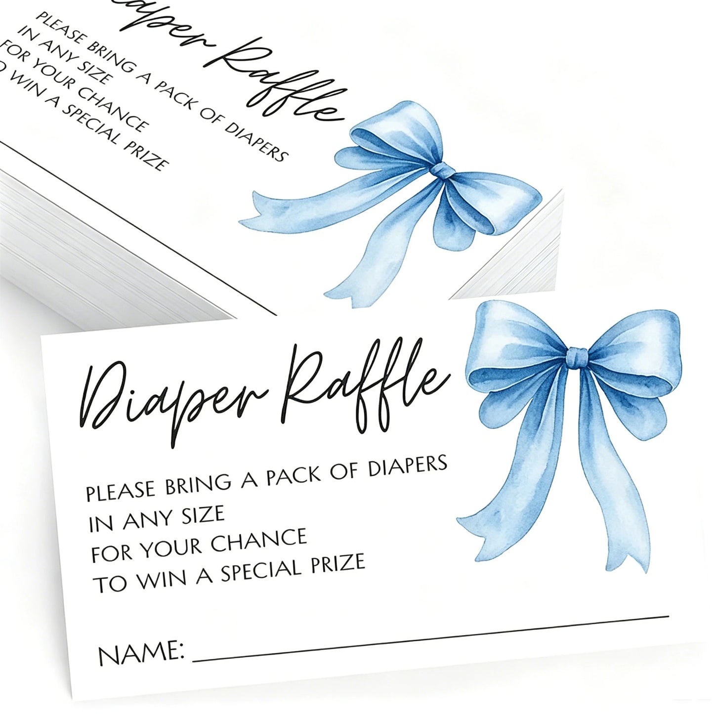 25/50 Pcs Party Inserts, Pink/Blue Bow Girl's Diaper Raffle Game Cards, Fun Baptism Guest Interaction Cards(Pink/Blue Available)