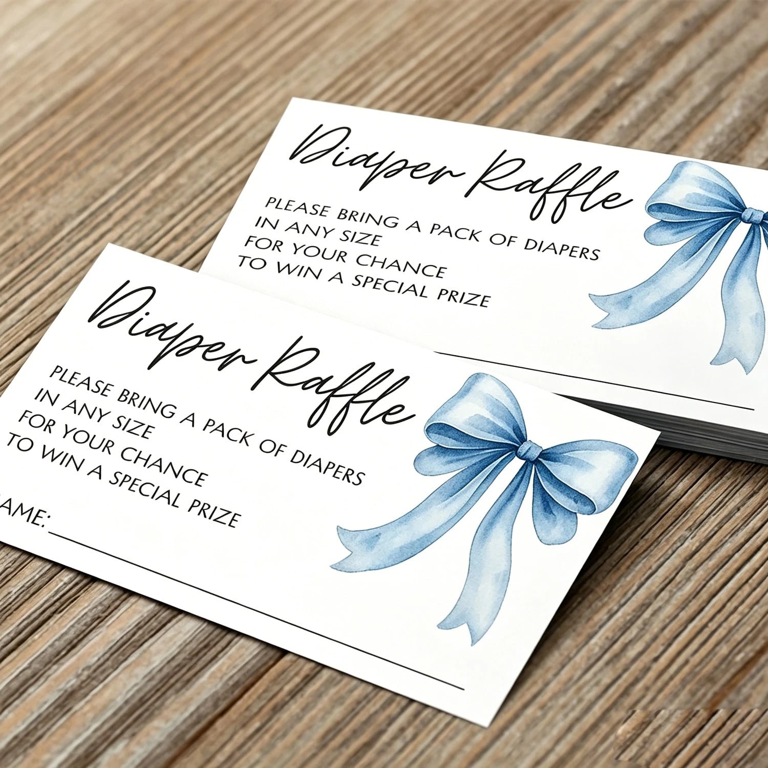 25/50 Pcs Party Inserts, Pink/Blue Bow Girl's Diaper Raffle Game Cards, Fun Baptism Guest Interaction Cards(Pink/Blue Available)