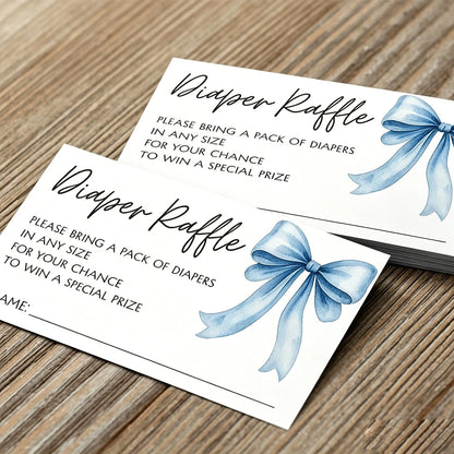 25/50 Pcs Party Inserts, Pink/Blue Bow Girl's Diaper Raffle Game Cards, Fun Baptism Guest Interaction Cards(Pink/Blue Available)