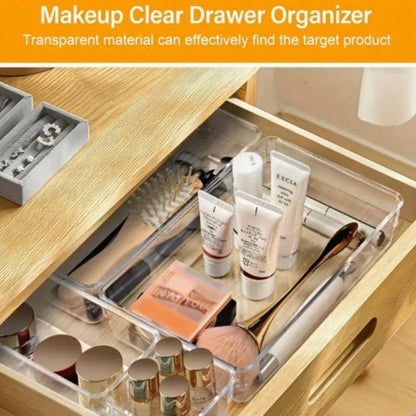 25 Pc Clear Plastic Drawer Organizer Set,4 Sizes In Drawer Trays For Bathroom,Office,Kitchen Cabinet And Vanity Organizers,Desk Organizer Bins For Jewelry,Cosmetic,Utensil