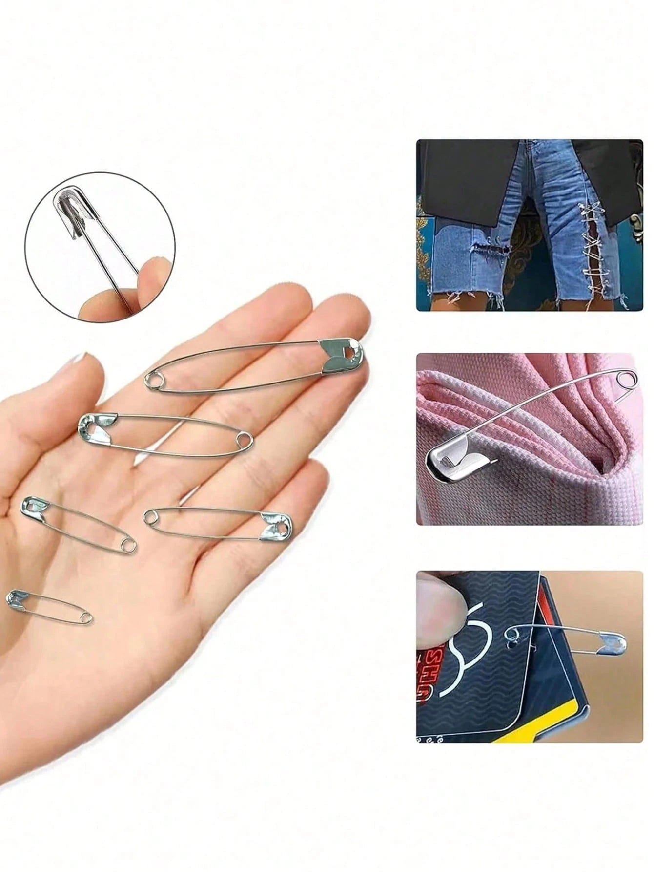 260pcs/1pc Assorted Sizes Safety Pins, Including Small, Large And Clothing Pins. These Pins Are Made Of Nickel-Plated Steel, Suitable For Clothing, Crafts, Fastening, Pinning And Sewing. They Are Dura