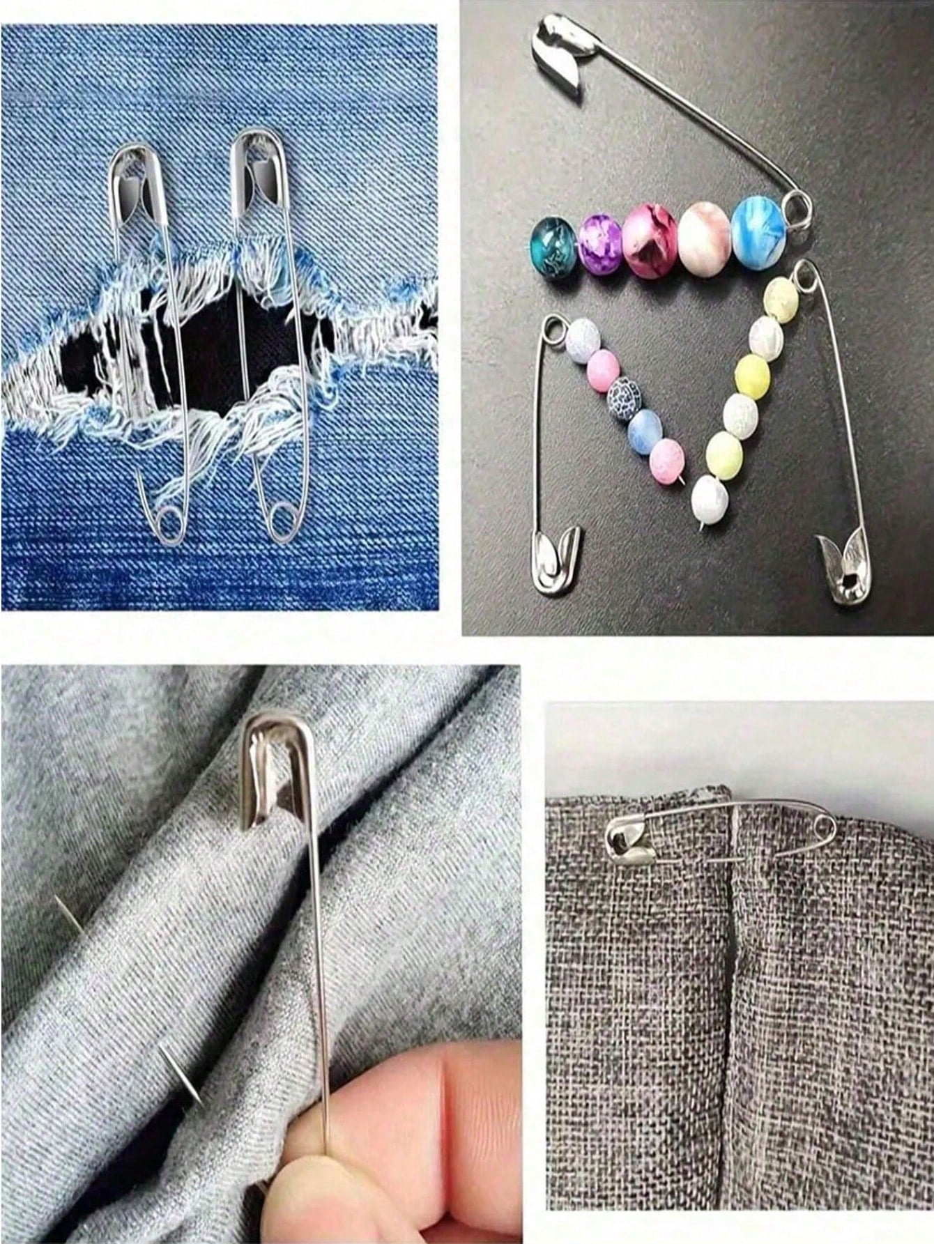 260pcs/1pc Assorted Sizes Safety Pins, Including Small, Large And Clothing Pins. These Pins Are Made Of Nickel-Plated Steel, Suitable For Clothing, Crafts, Fastening, Pinning And Sewing. They Are Dura