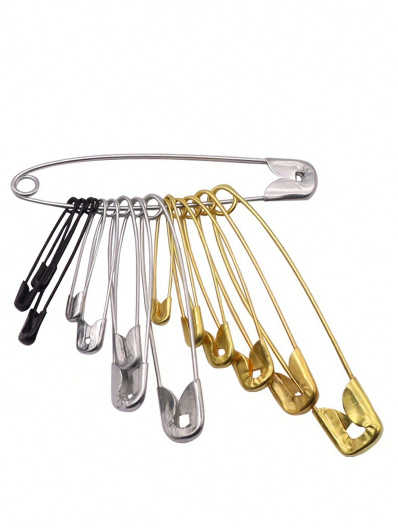 260pcs/1pc Assorted Sizes Safety Pins, Including Small, Large And Clothing Pins. These Pins Are Made Of Nickel-Plated Steel, Suitable For Clothing, Crafts, Fastening, Pinning And Sewing. They Are Dura