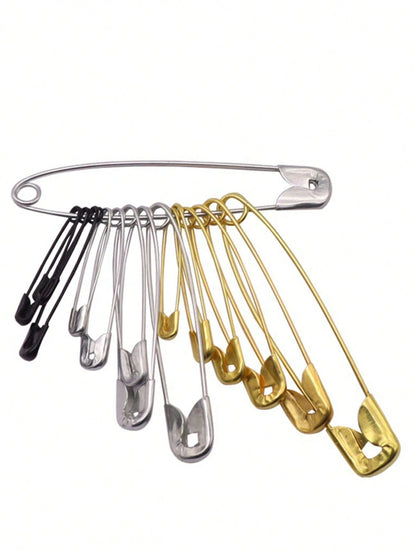 260pcs/1pc Assorted Sizes Safety Pins, Including Small, Large And Clothing Pins. These Pins Are Made Of Nickel-Plated Steel, Suitable For Clothing, Crafts, Fastening, Pinning And Sewing. They Are Dura