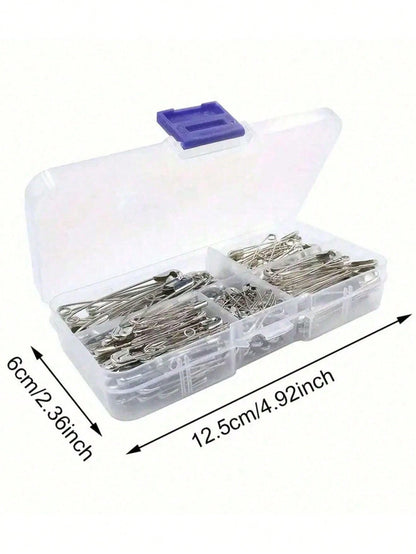 260pcs/1pc Assorted Sizes Safety Pins, Including Small, Large And Clothing Pins. These Pins Are Made Of Nickel-Plated Steel, Suitable For Clothing, Crafts, Fastening, Pinning And Sewing. They Are Dura