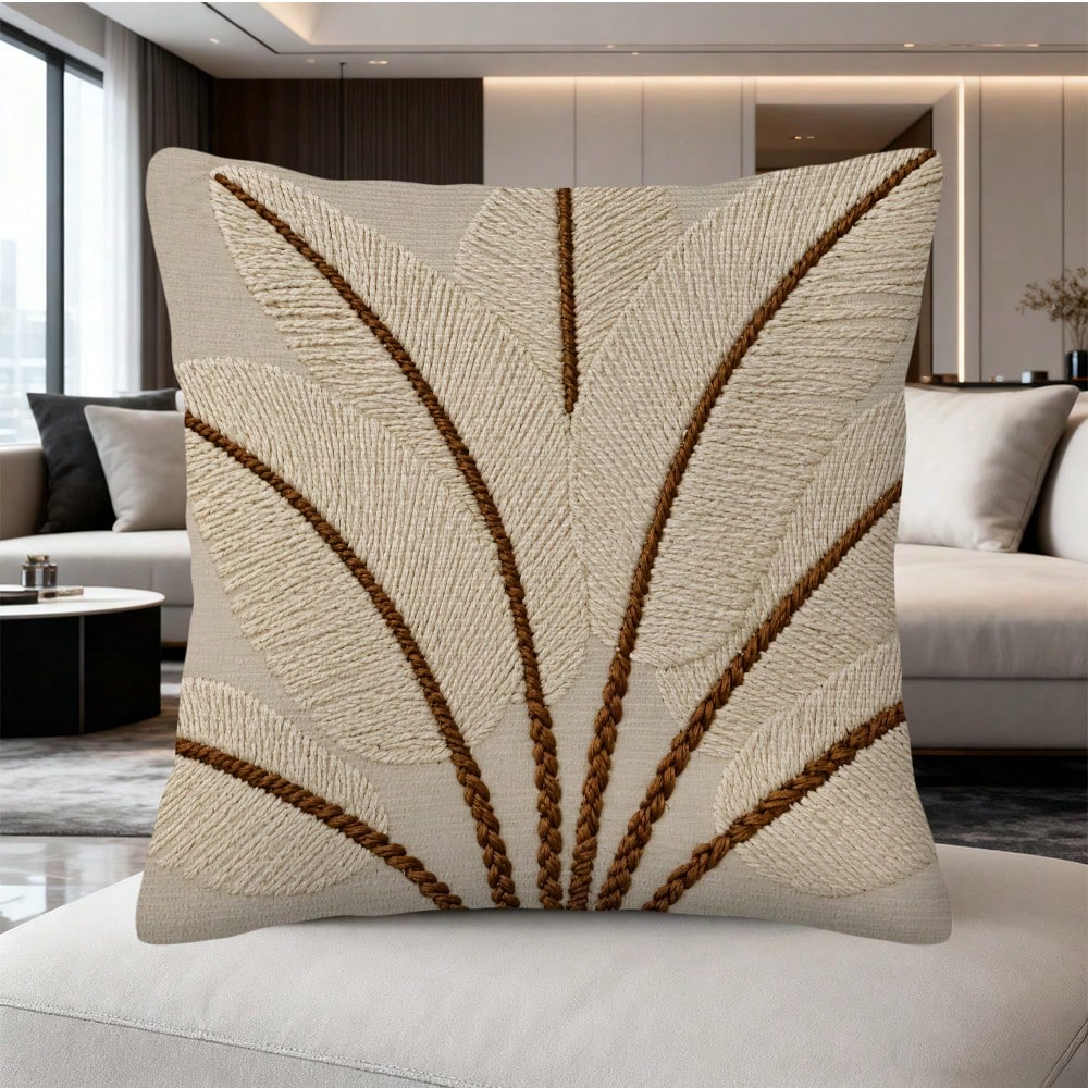 2D Flat Bohemian Style Decorative Pillow Cover, Suitable For Living Room, Bedroom, Sofa, Bed Decor (Beige & Brown, Double-Sided Print, Pillow Insert Not Included), Aesthetic Home
