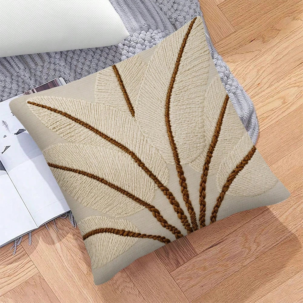 2D Flat Bohemian Style Decorative Pillow Cover, Suitable For Living Room, Bedroom, Sofa, Bed Decor (Beige & Brown, Double-Sided Print, Pillow Insert Not Included), Aesthetic Home
