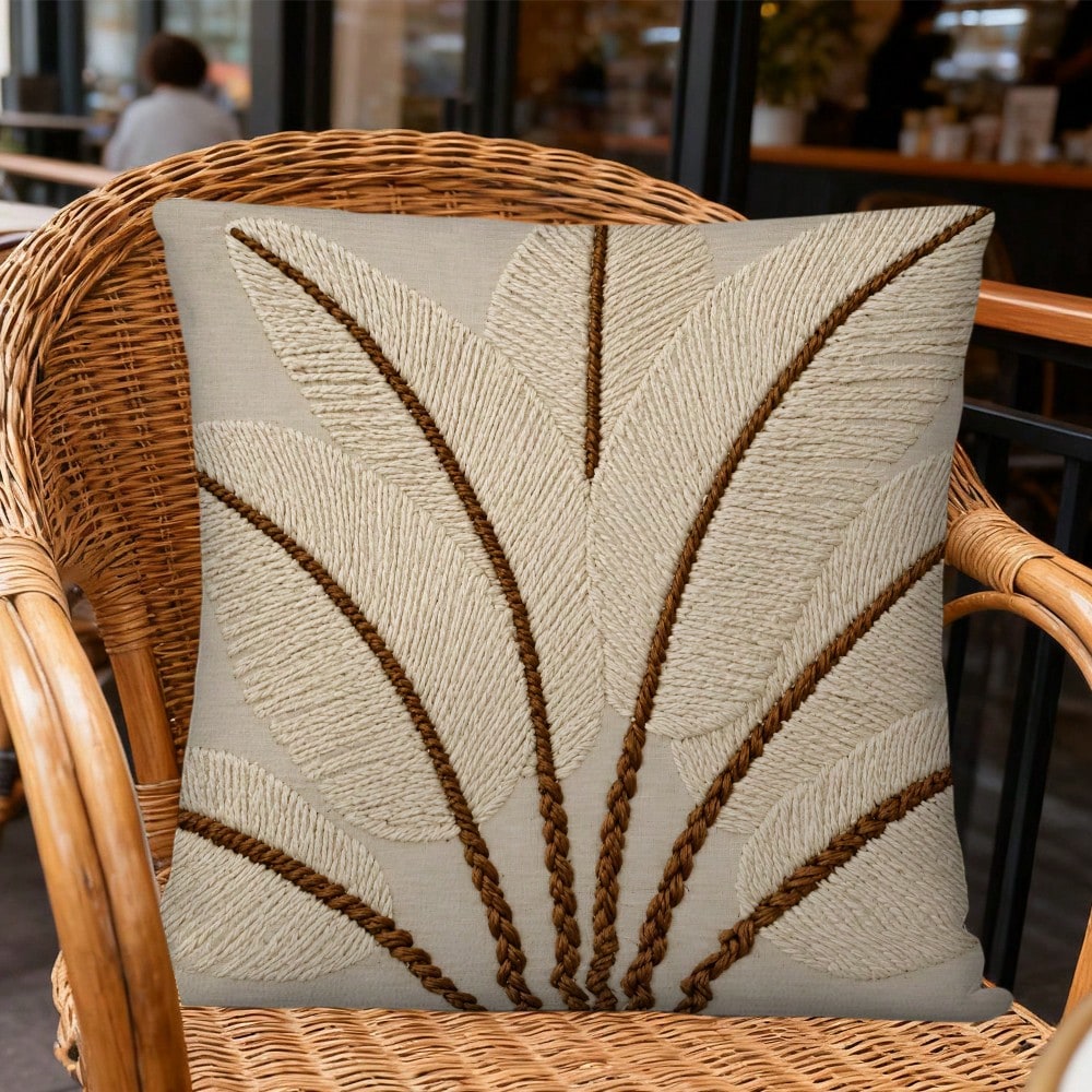 2D Flat Bohemian Style Decorative Pillow Cover, Suitable For Living Room, Bedroom, Sofa, Bed Decor (Beige & Brown, Double-Sided Print, Pillow Insert Not Included), Aesthetic Home