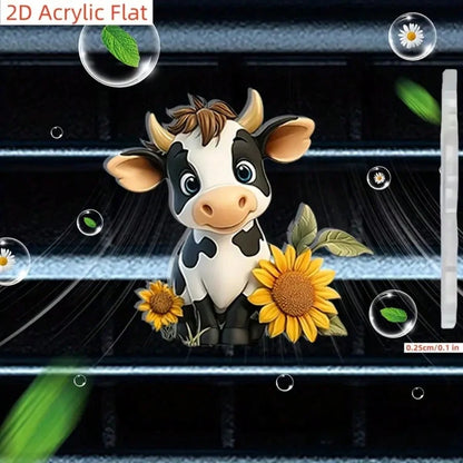 2D Flat Sunflower Car Air Vent Clip Decoration- Acrylic Vent Clip With Compressed Fragrance Pad, Fits Most Vehicles, Car Interior Accessory, Deodorizer, Creative Gift Idea, Vehicle Decor| Sunflower